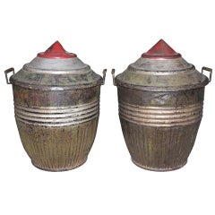 Industrial Painted Metal Containers With Glass Interiors