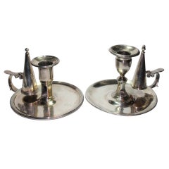 Antique Early English Sterling silver candle holders