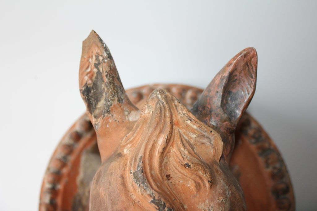 French Terracotta Horse Head Trade Sign