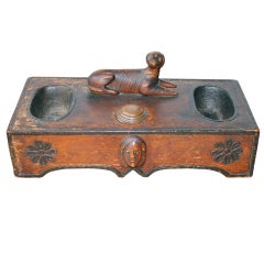 Antique Early European Carved Inkwell