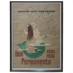 Original 1956 Danish Arts & Crafts Exhibition Poster Signed