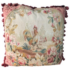 Antique Rooster Tapestry Pillow