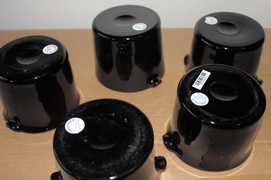 19th Century Beautiful set of 5 amethyst glass wine rinsers