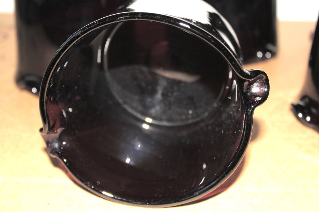 Beautiful set of 5 amethyst glass wine rinsers 2