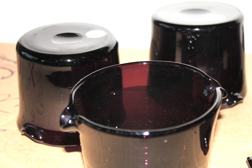 Beautiful set of 5 amethyst glass wine rinsers 4