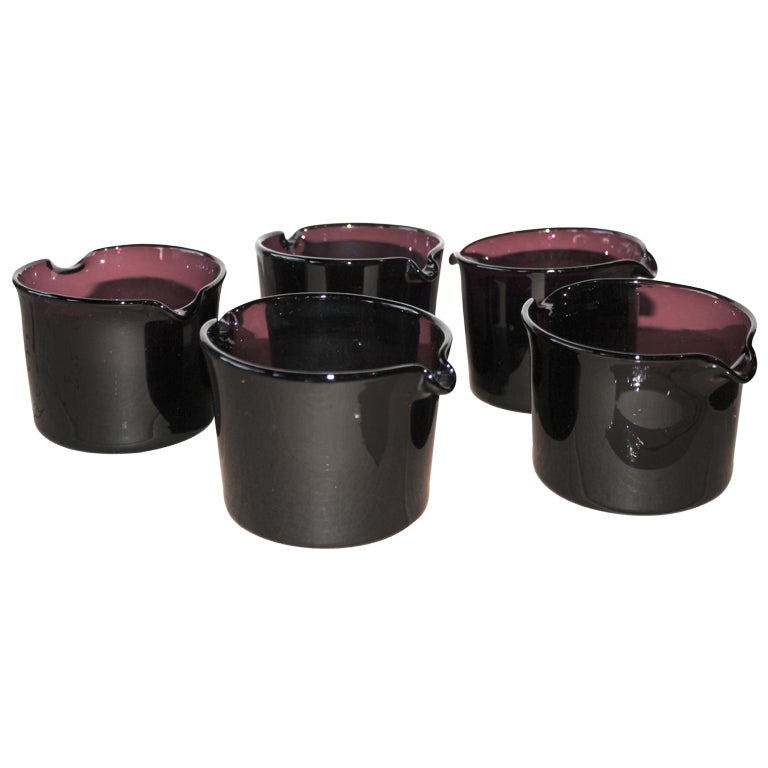 Beautiful set of 5 amethyst glass wine rinsers