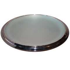 Christofle silver plate charger with glass insert