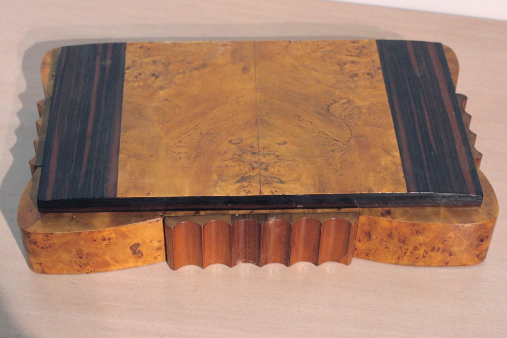 Art Deco Burlwood and Ebony Cigarette Box