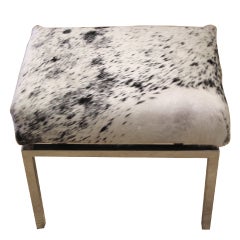 Cow Hide Upholstered Stool or Ottoman