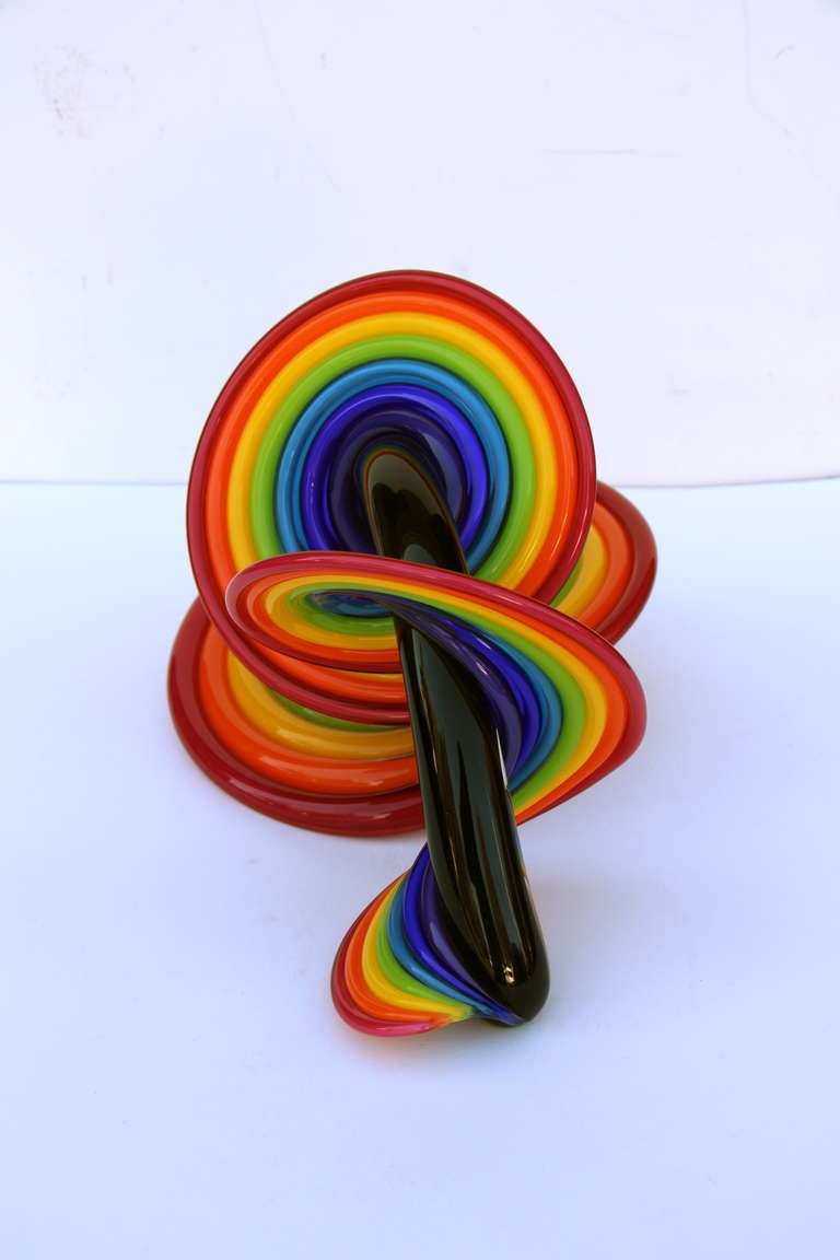 A pretty Spectacular glass sculpture signed and dated 2004 by the noted glass blower Thomas Kelly.e is the owner of the Vitrix hot glass studio in Corning ny.  