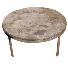 Marble Top Chrome Base Round Coffee Table