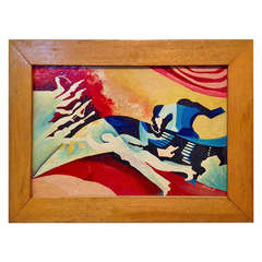 Nice Framed Film Noir Painting Signed Escopel, 1983 5