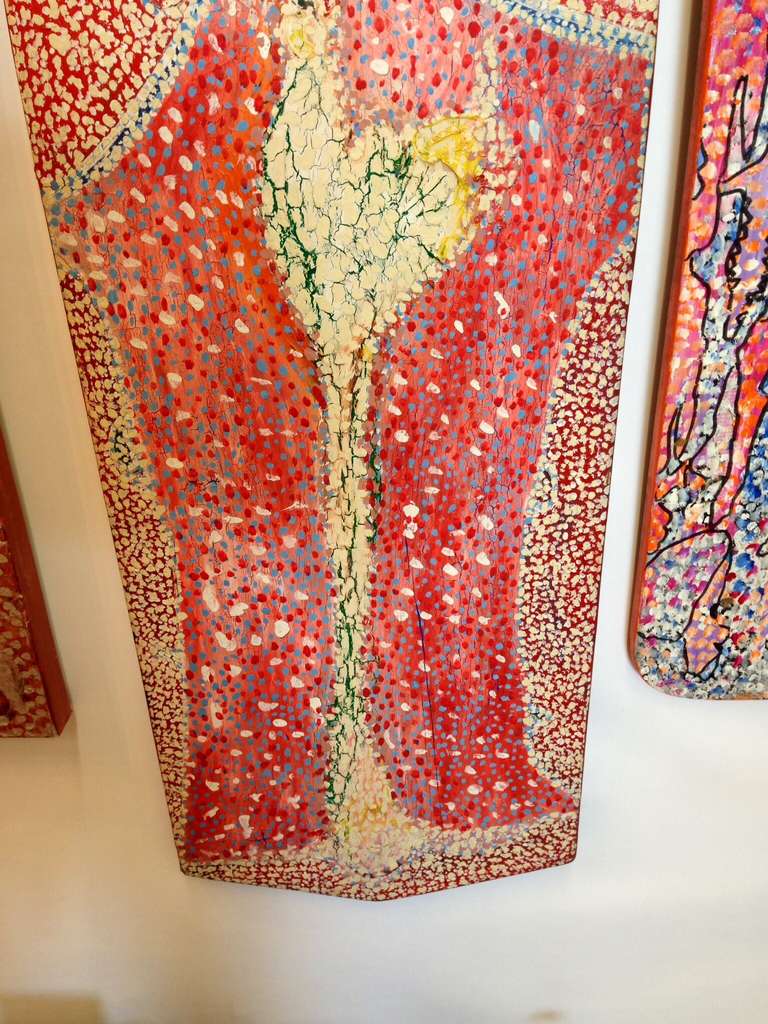 Pareja de tablas de planchar pintadas con arte outsider por Michael Heinrich Estadounidense en venta