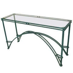 Unusual Iron And Glass Console
