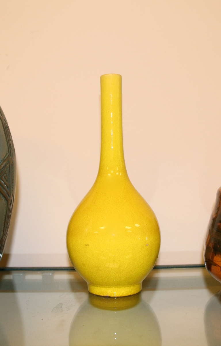 Yellow Japanese Crackle Glaze Vase