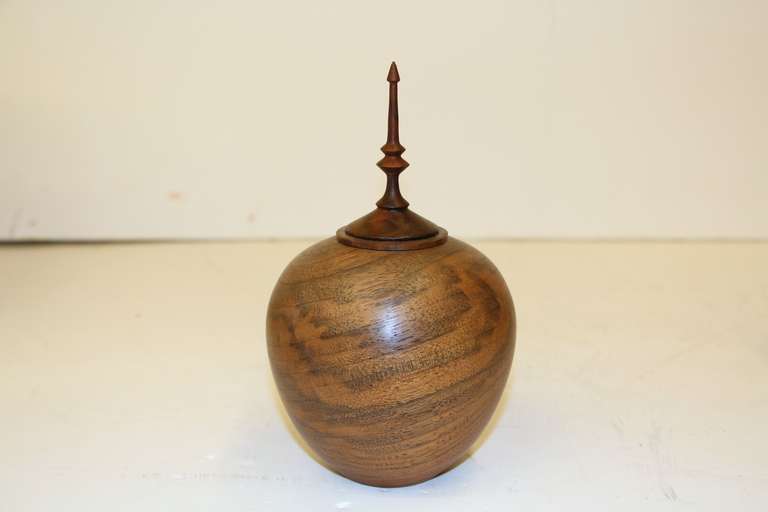 American Beautiful black walnut turned vessel by Paul Maurer For Sale