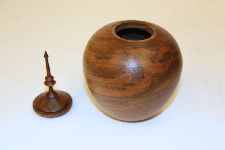 Wood Beautiful black walnut turned vessel by Paul Maurer For Sale