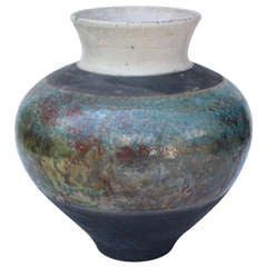 Large raku vase by Lew Ayres