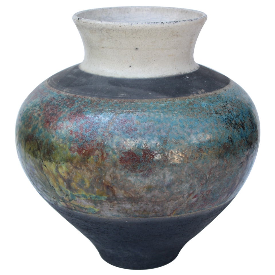 Large raku vase by Lew Ayres