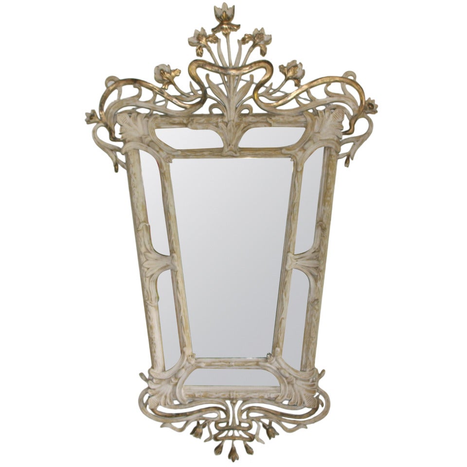 Art Nouveau Mirror With Etched Stars