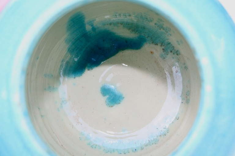 French Jean Besnard Crackled Turquoise Glazed Pottery Vase For Sale
