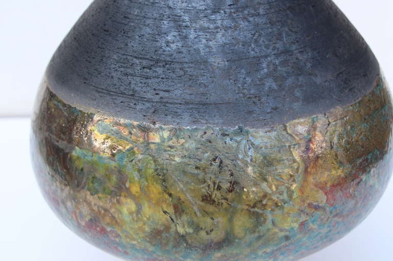 Pottery Large raku vase by Lew Ayres
