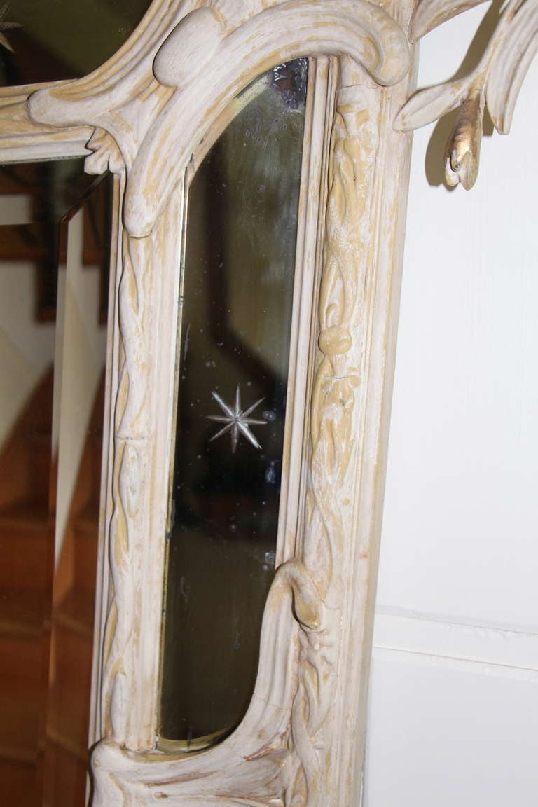 20th Century Art Nouveau Mirror With Etched Stars