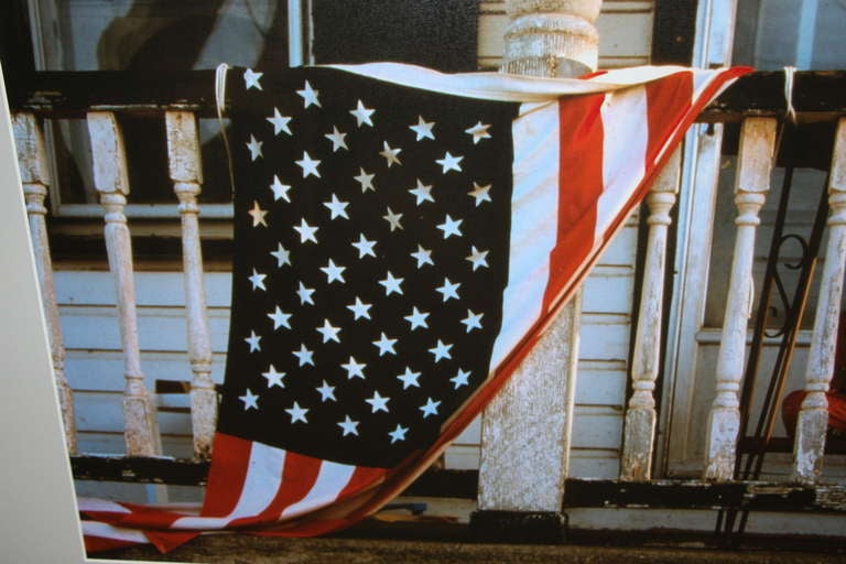 Photograph circa 1990 Flag with Buddha In Excellent Condition For Sale In Palm Springs, CA