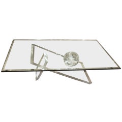 Glass Topped Lucite Base Table