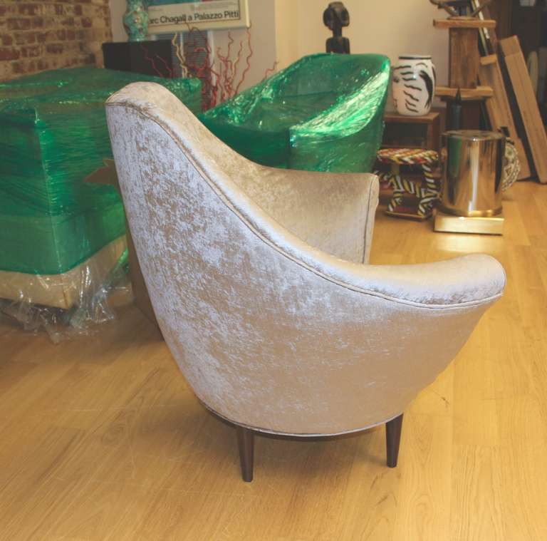 Wood 20th Century Italian Chairs in Silk Velvet