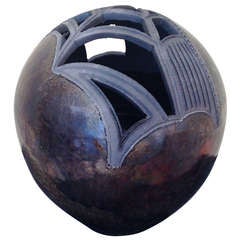 Beautiful Signed Reticulated Raku Vase