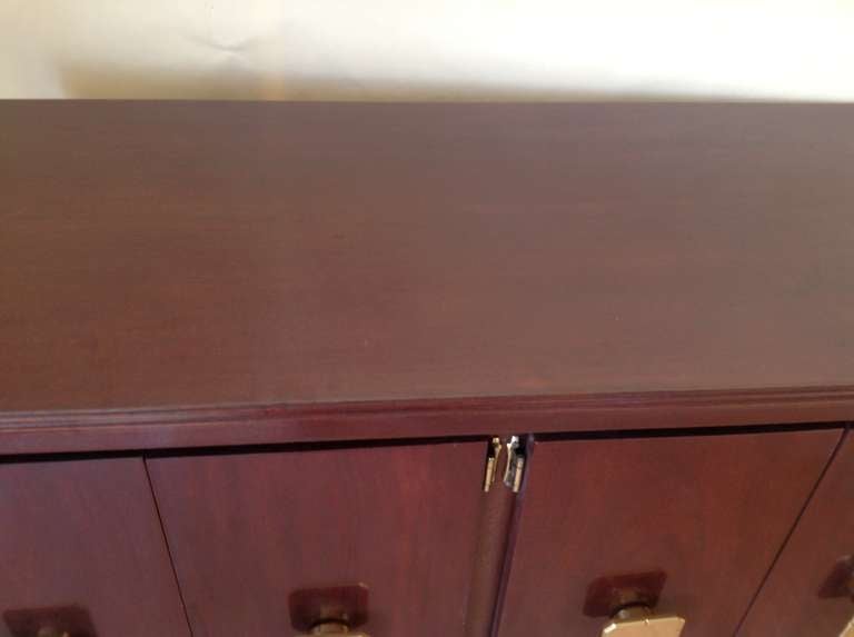 Mahogany 4 Door Cabinet Large Brass Pulls 1