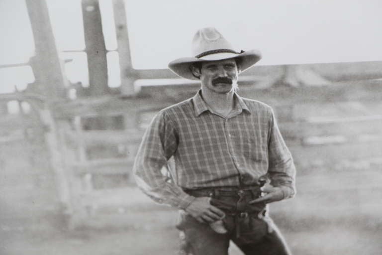 Silberne Silbergelatinefotografie eines Cowboys (amerikanisch) im Angebot
