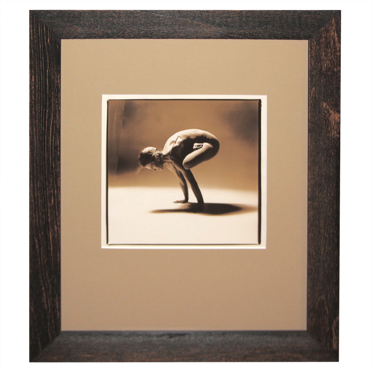 Sepia Toned Photograph of a Woman in a Yoga Position