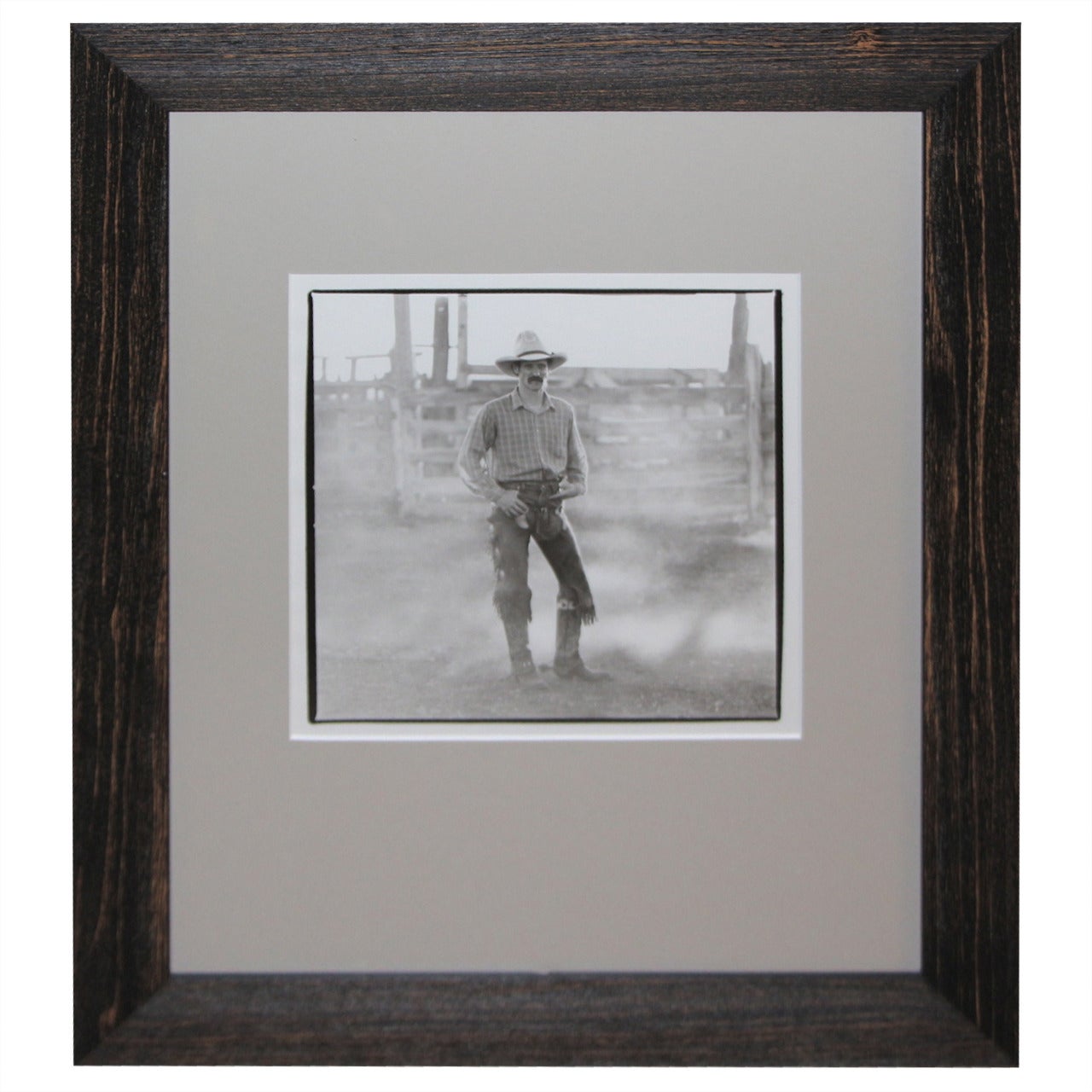 Silberne Silbergelatinefotografie eines Cowboys im Angebot