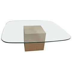 Glass Top Cube Travertine Coffee Tables