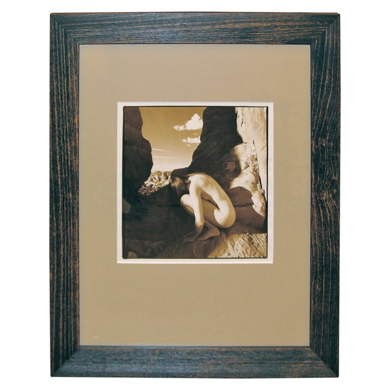 Sepia Toned Photograph of a Nude Woman in the Mountains For Sale