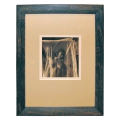 Vintage Sepia Toned Photograph of a Nude Woman in Mesh