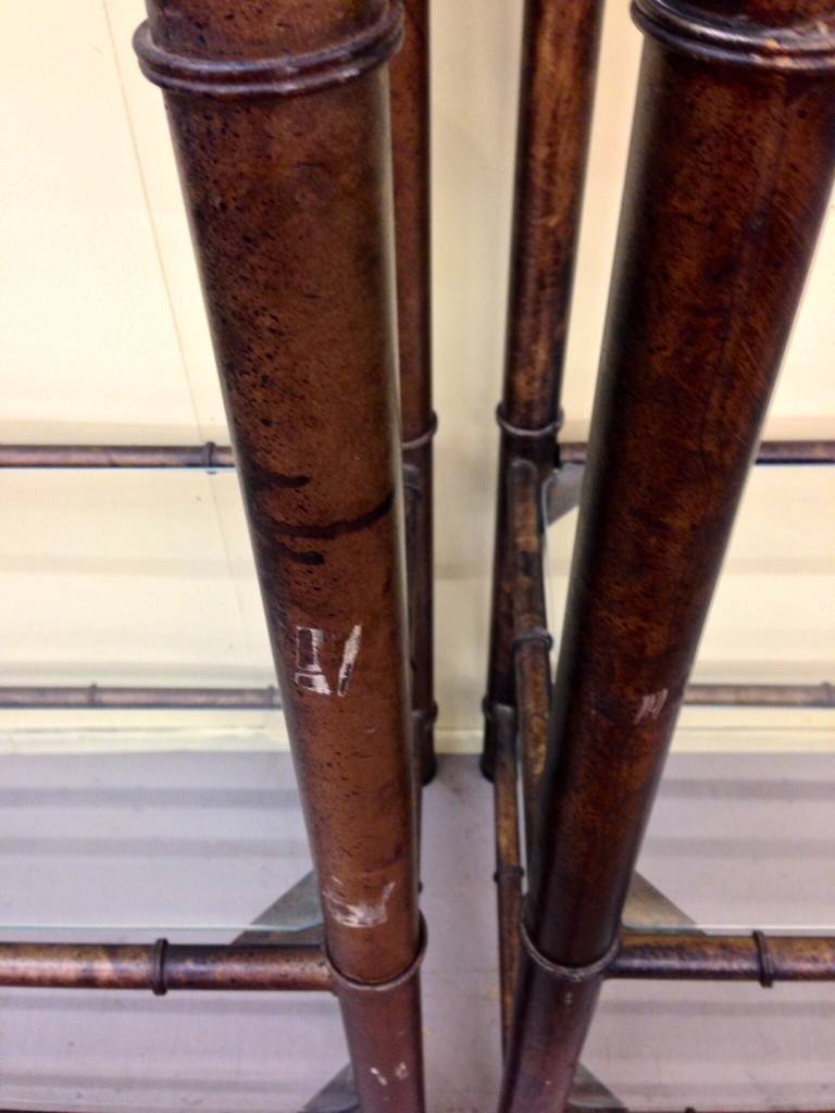 Unknown Pair of Patinated Metal Faux Bamboo Etageres