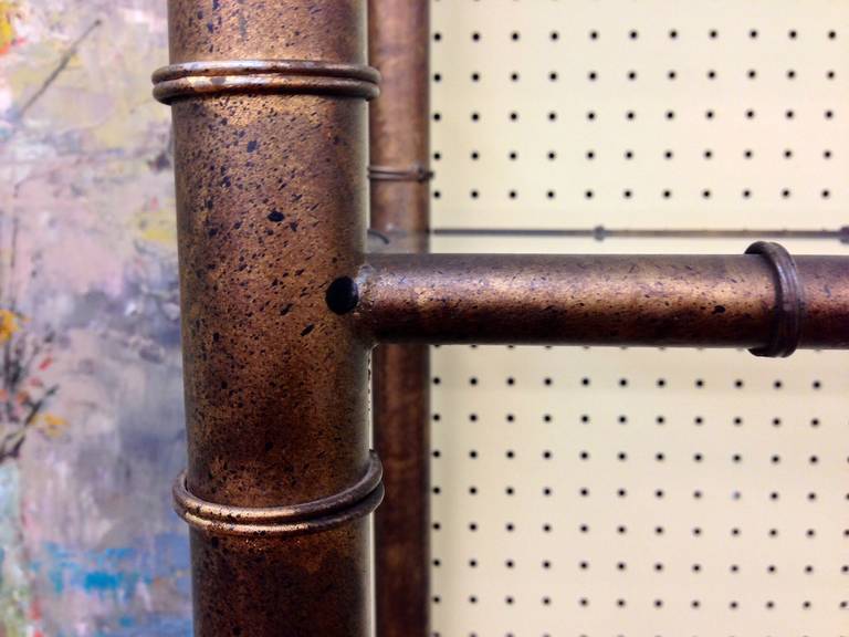 Pair of Patinated Metal Faux Bamboo Etageres 1