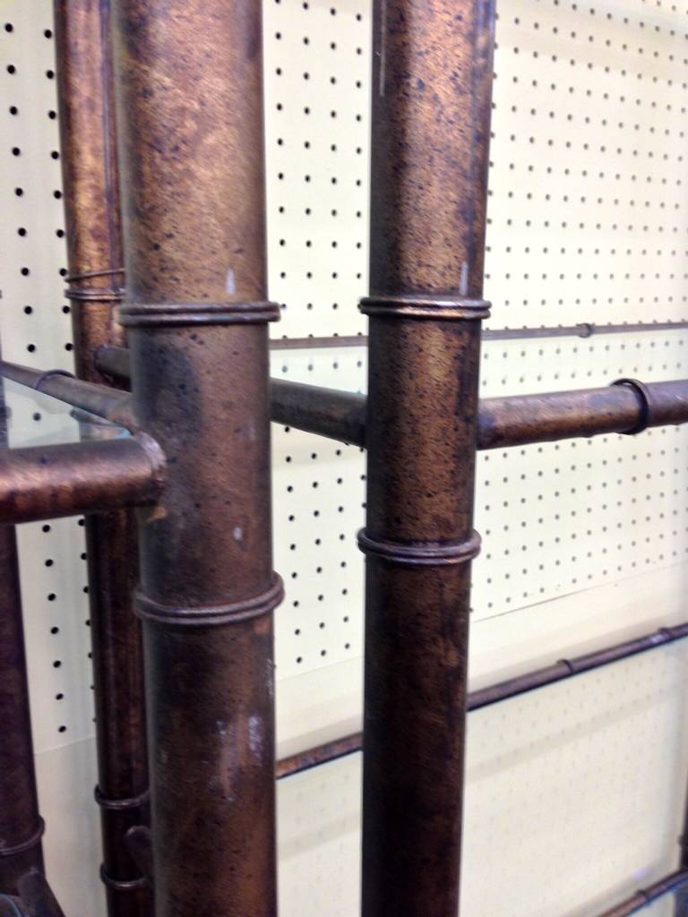 Pair of Patinated Metal Faux Bamboo Etageres 3