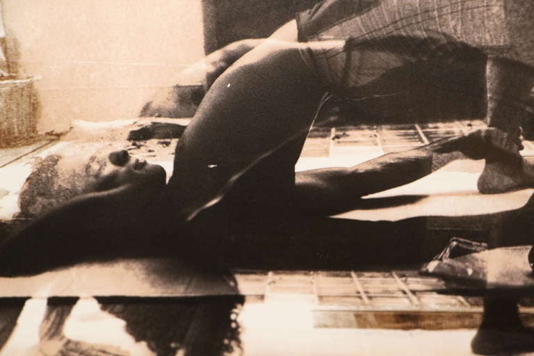 Sepia Toned Double Exposure of a Yoga Position and Room In Good Condition For Sale In Palm Springs, CA
