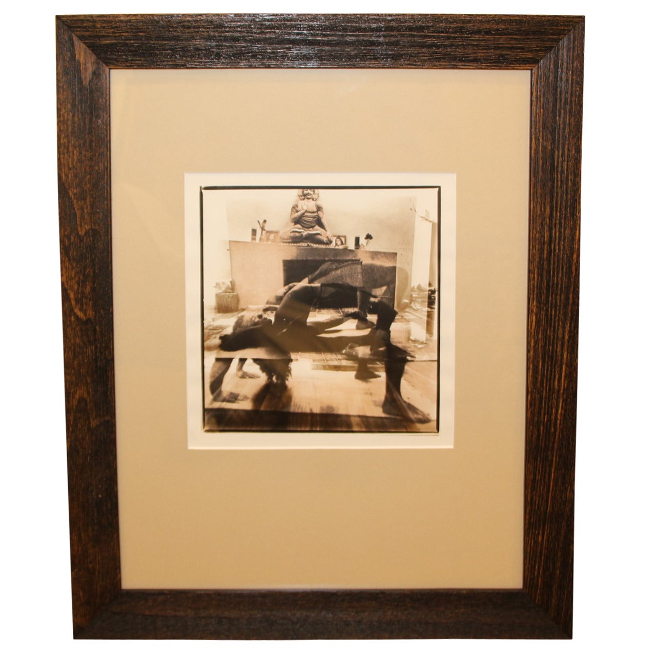 Sepia Toned Double Exposure of a Yoga Position and Room For Sale