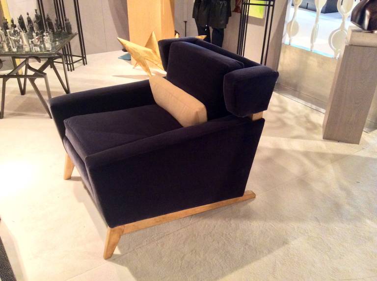 Pair of Unusual Sleigh Leg Modernist Wingback Chairs