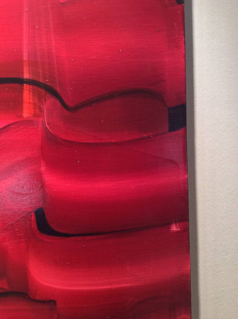 Canvas Stunning Large Red Abstract by Noted Ny Artist Marianne Stikas For Sale