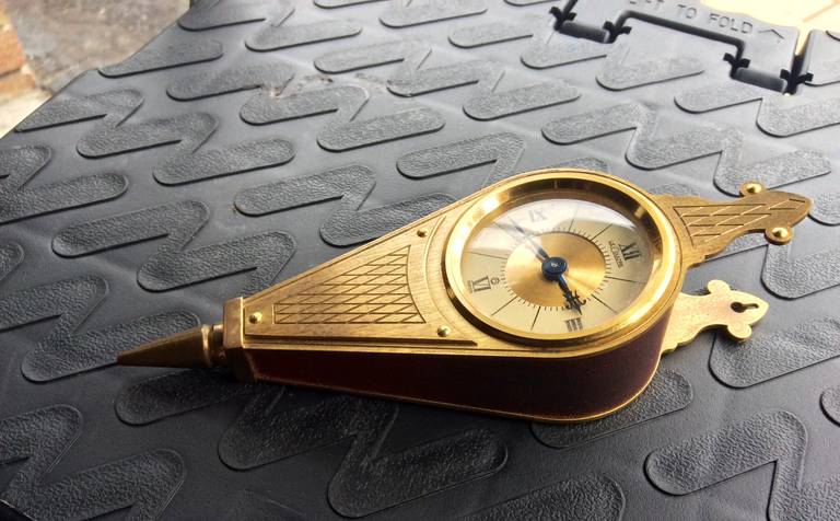 Unusual Jaeger LeCoultre Bellows Shaped, Eight-Day Clock In Good Condition In Palm Springs, CA