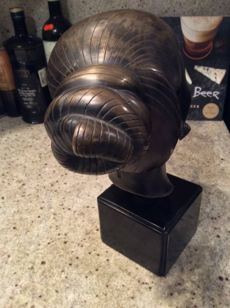 Japanese Marc Laguey Asian Bronze Bust of a Woman For Sale