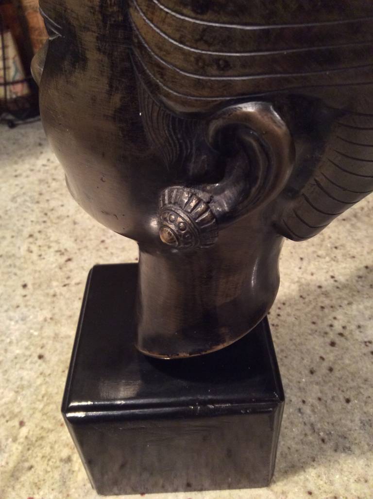 Marc Laguey Asian Bronze Bust of a Woman In Good Condition For Sale In Palm Springs, CA
