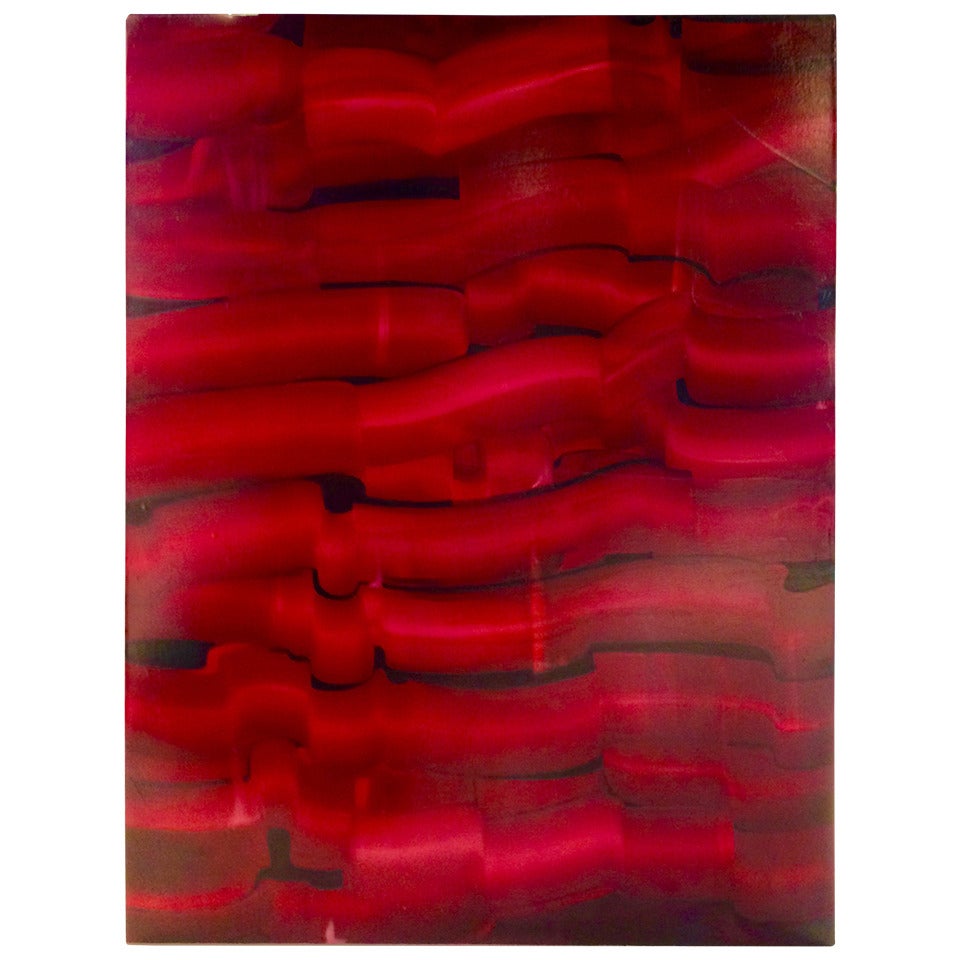 Stunning Large Red Abstract by Noted Ny Artist Marianne Stikas For Sale