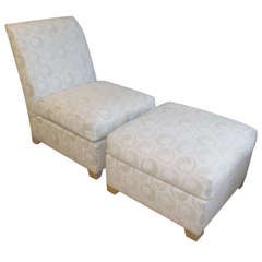 Donghia upholstered chair and ottoman